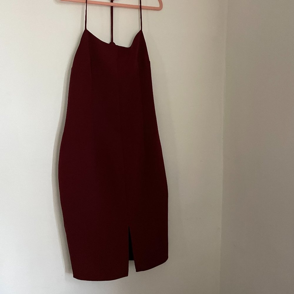 slit maroon dress